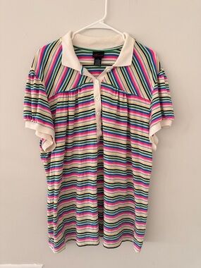 Torrid Rainbow Striped Babydoll Polo Top size 4 (4X)